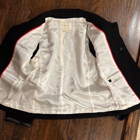 KATE SPADE BLACK WOOL BLEND CROPPED JACKET with Chain Detail size 00 - Picture 6 of 7